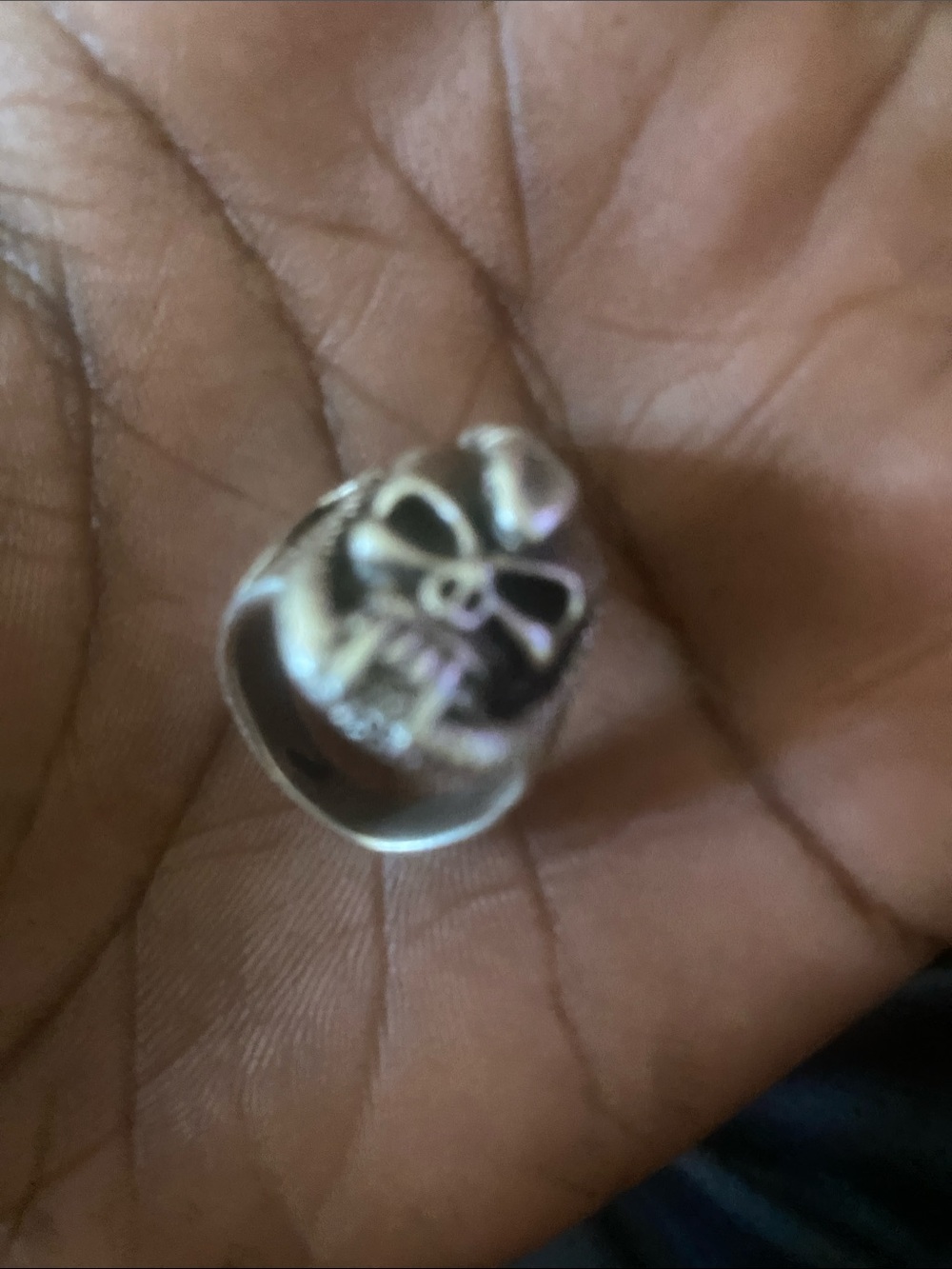 925 Sterling Silver Vintage Skull & Snake Oxidized Biker Ring Size 6.75